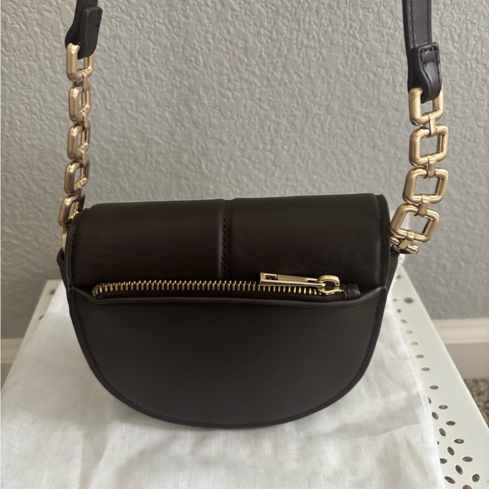 Zara Genuine Leather Saddle Crossbody – Brown – Gold Chain – NWOT – 6782/810 - Picture 2 of 6